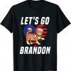 Let's Go Brandon Cat Xmas Santa Heart Flag Unisex T-Shirt