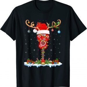 Mele Kalikimaka Santa Hat Reindeer Ukulele Guitar Christmas Classic Shirt