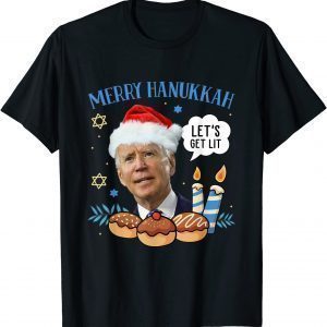 Merry Hanukkah Let's Get Lit Biden Christmas T-Shirt