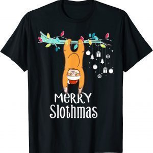 Merry Slothmas Christmas Sloth Pajamas Santa Hat Xmas Sloth 2022 Shirt