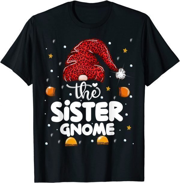 Sister Gnome Leopard Family Matching Christmas Party Pajama Tee Shirt