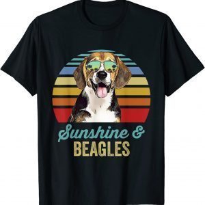 Sunshine Beagles Dog Retro Sunset Beach Vibe 2021 T-Shirt