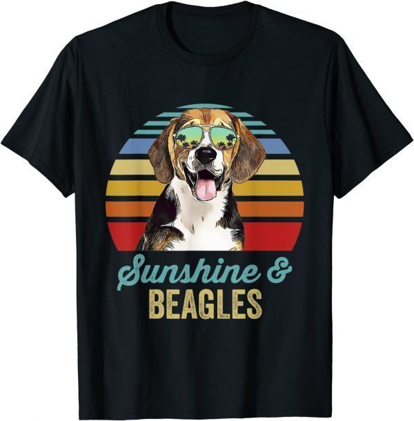 Sunshine Beagles Dog Retro Sunset Beach Vibe 2021 T-Shirt