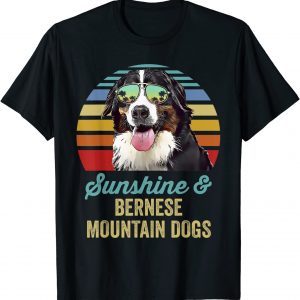 Sunshine Bernese Mountain Dogs Sunset Beach Vibe 2021 T-Shirt