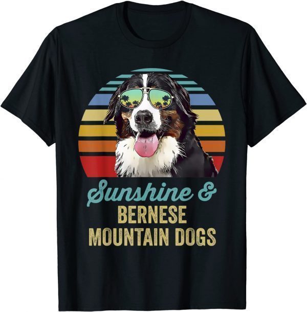 Sunshine Bernese Mountain Dogs Sunset Beach Vibe 2021 T-Shirt