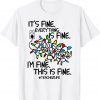 Teacher Life I'm Fine Everything Is Fine Christmas Lights T-Shirt