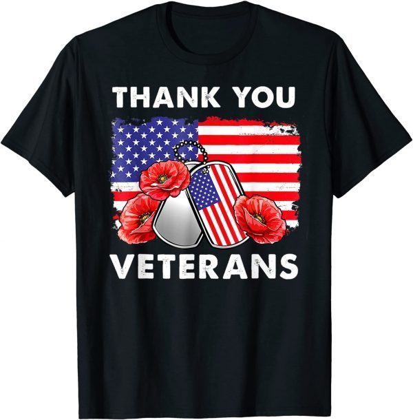 Thank You Veterans Combat Boots Poppy Flower 2021 Shirt