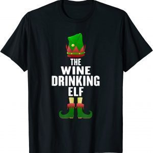 The Wine Drinking Elf Matching Family Group Christmas Pajama 2021 Shirt