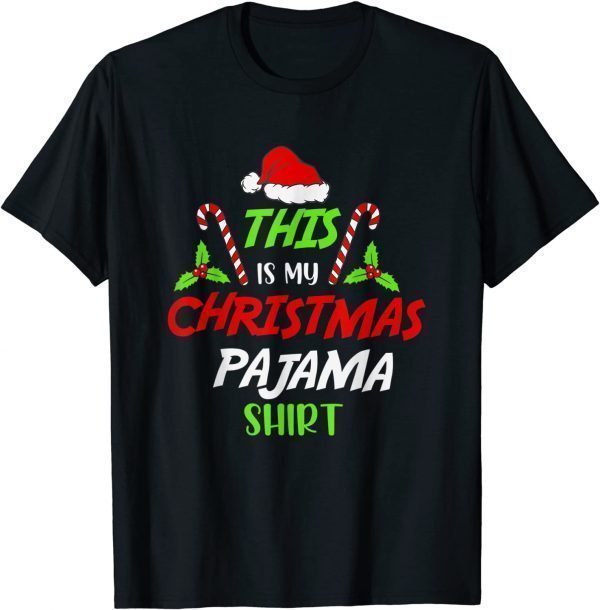 This Is My Christmas Pajama Santa Hat Xmas Lights 2021 Unisex Shirt