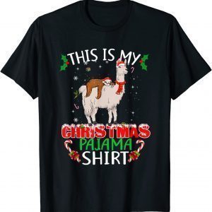 This Is My Christmas Pajama Santa Sloth Riding Llama Classic Shirt