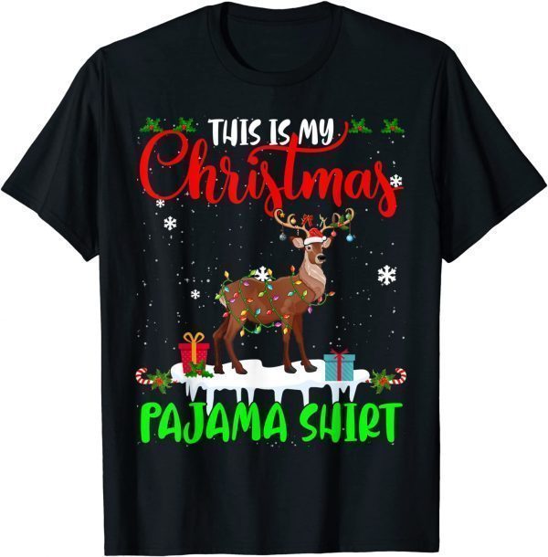 This Is My Christmas Pajama Santa Xmas Lights Deer Classic Shirt