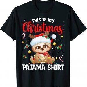 This Is My Christmas Pajama Shirt Sloth Santa Hat Classic Shirt