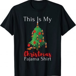 This Is My Christmas Tree Pajama Santa Drinking Bourbon T-Shirt