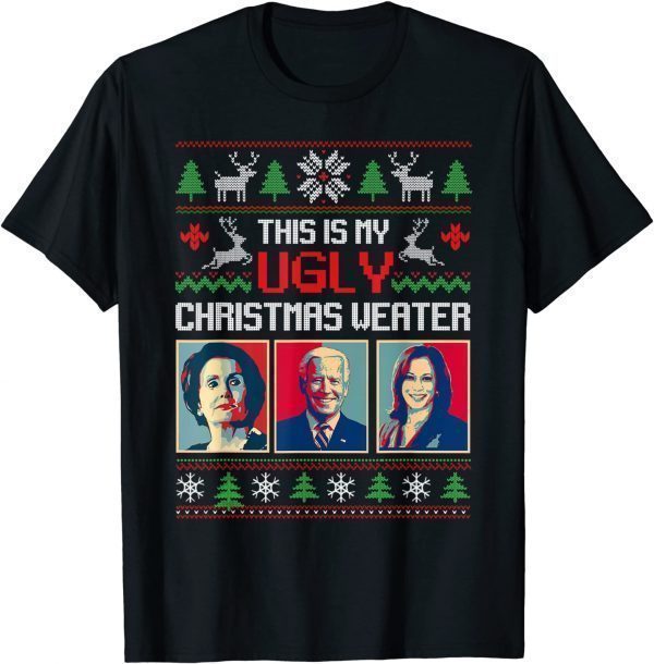 This Is My Ugly Christmas Meme Anti-biden Sarcastic US FLag T-Shirt