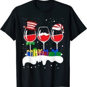 Three Glass Of Red Wine Christmas Matching 2021 T-Shirt