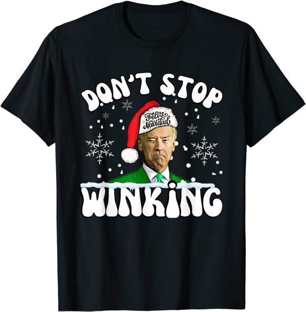 Ugly Christmas Joe Biden Winking Feliz Navidad Classic Shirt