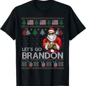 Ugly Christmas Sweater Brandon American Flag Let's Go Santa Classic Shirt