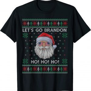 Ugly Christmas Sweater Let's Go Santa Brandon American Flag 2021 Shirt