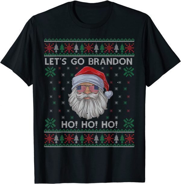 Ugly Christmas Sweater Let's Go Santa Brandon American Flag 2021 Shirt