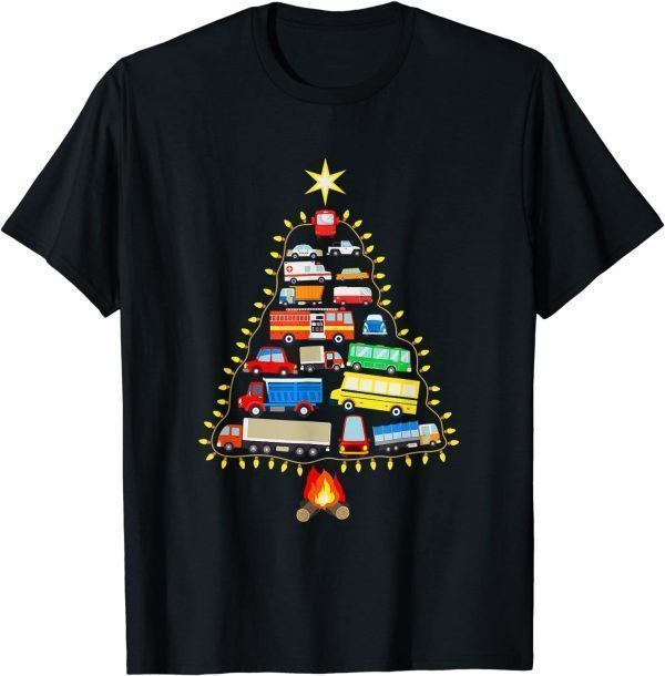 Vehicles Christmas Tree Bonfire Camping 2021 Shirt