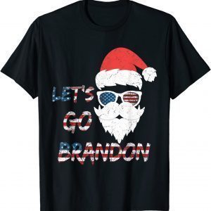 Vintage Let's Go Brandon Christmas Santa USA Flag 2021 Shirt