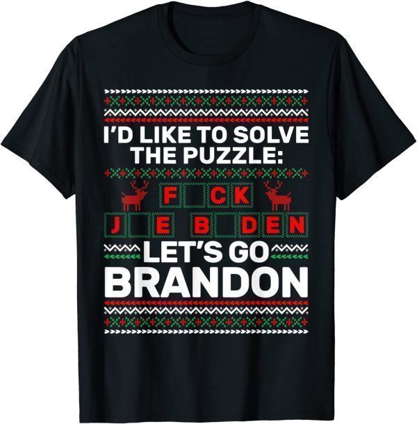Vintage Let's Go Brandon US Solve The Puzzle Sarcastic 2021 Shirt
