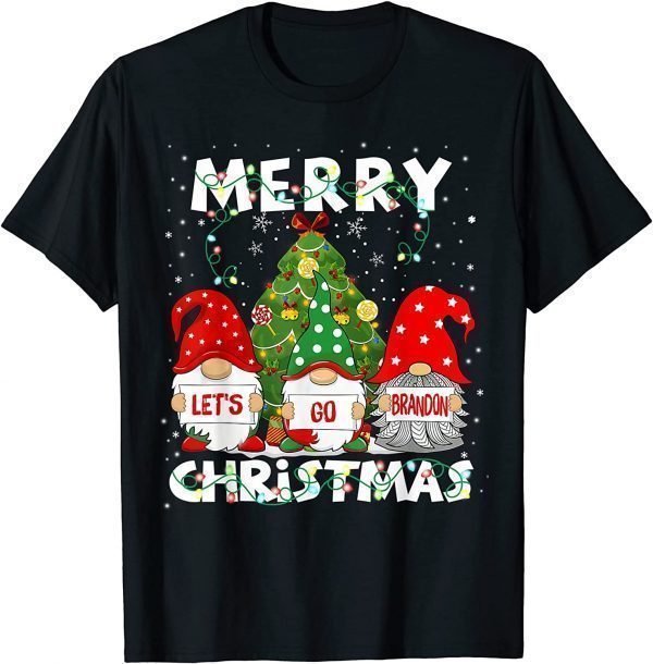 Vintage Merry Christmas Let's go Gnomies brandon Anti Biden T-Shirt