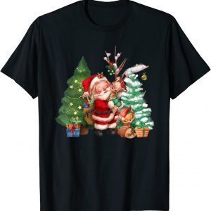 Vintage Santa Hugging a Reindeer Sweet Christmas Classic Shirt