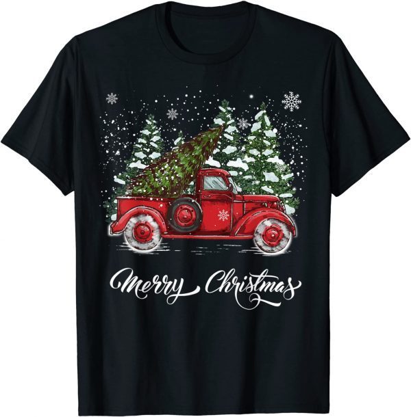 Vintage Style Farm Red Truck with Christmas Tree Gift Shirt