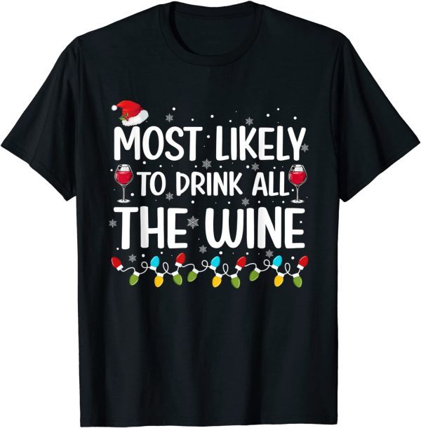 Wine Ugly Christmas Sweater Santa Hat Lights Xmas Pajama Classic Shirt