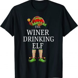 Winer Drinking Elf Matching Family Group Christmas Pajama T-Shirt