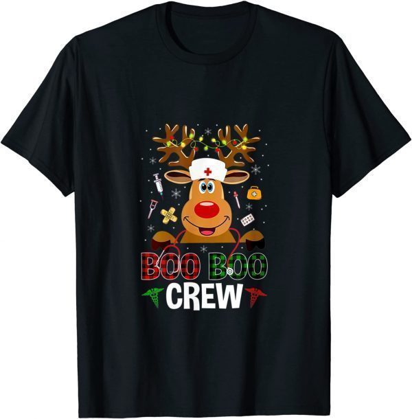 Womens Christmas Boo Boo Crew Nurse Reindeer 2021 Shirt