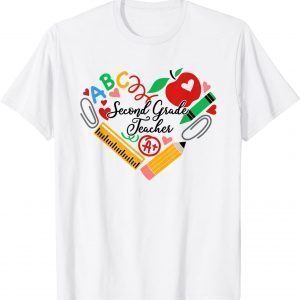 2nd Grade Teacher - Apple Pencil Heart Teacher Appreciation 2022 Shirt