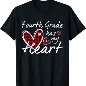 4th Fourth Grade Has My Heart Plaid Teacher Valentine’s Day Gift T-Shirt