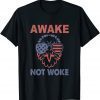 Awake Not Woke Free Speech Anti Conservative Eagle USA Flag 2022 Shirt