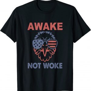 Awake Not Woke Free Speech Anti Conservative Eagle USA Flag 2022 Shirt