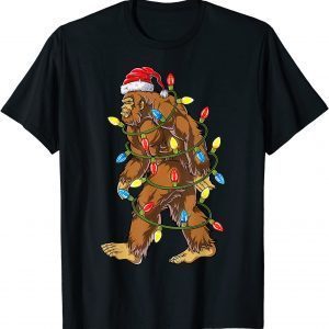 Bigfoot Santa Christmas Tree Lights Xmas Sasquatch 2022 Shirt