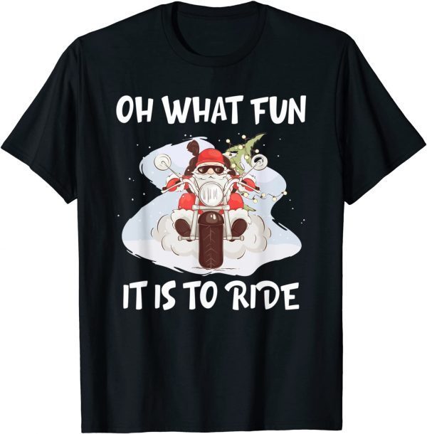 Biker Santa Motorcycle Fan Merry Christmas Xmas Holidays Classic Shirt