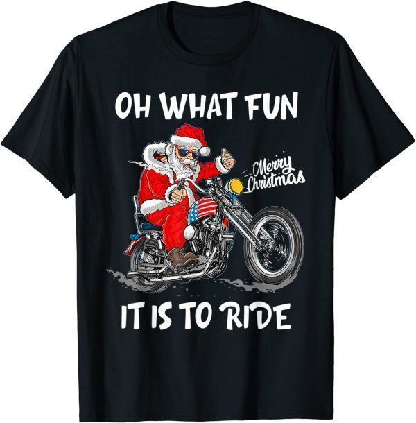 Biker Santa Motorcycle Fan Merry Christmas Xmas 2022 Shirt