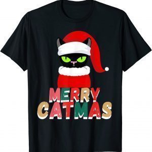 Black Cat Christmas Santa Hat Classic Shirt