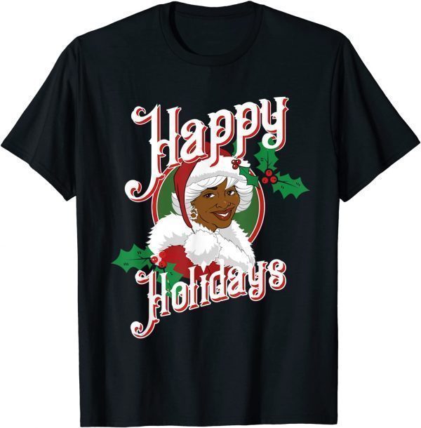 Black Happy Holidays African American Santa Mrs Claus 2022 Shirt