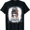 Bleached Lets Go Darwin Messy Bun American Flag 2022 T-Shirt
