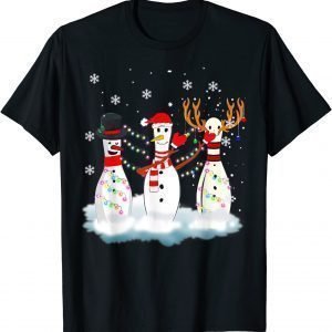 Bowling Christmas Pajama Lights Reindeer Santa Classic Shirt