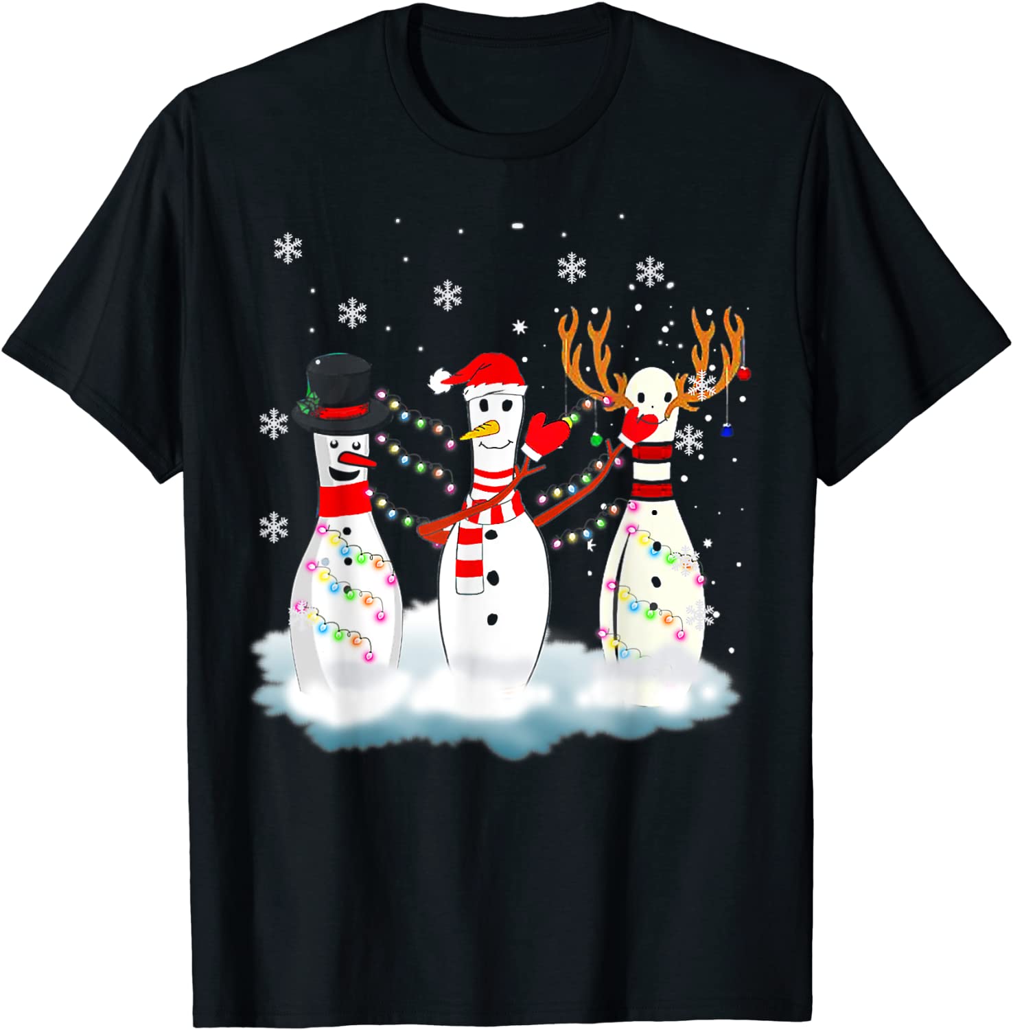 Bowling Christmas Pajama Lights Reindeer Santa Classic Shirt