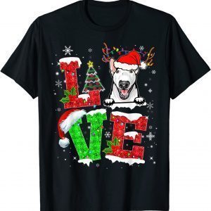 Bull Terrier Dog Tree Christmas Lights Xmas Pajama 2022 Shirt