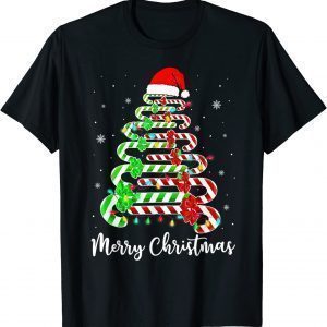 Candy Cane Santa Hat Xmas Tree Merry Christmas Y'all T-Shirt