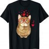 Cat Sunglasses Heart Cute Kitten Valentine 2022 Shirt
