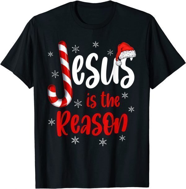 Christian Jesus Is The Reason Candy Cane Religious Christmas T-Shirt