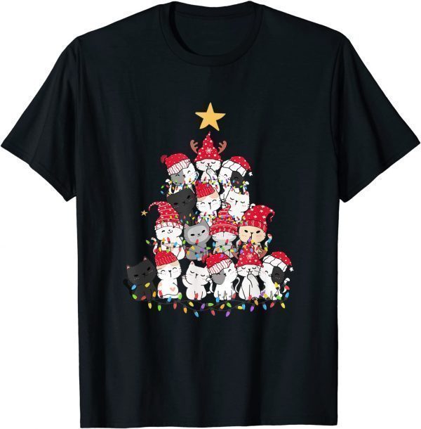 Christmas Cat Christmas Tree Cool Cat Lover Cute 2022 T-Shirt