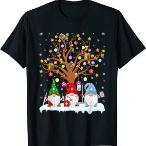 Christmas Element Tree With Gnome Nurse Christmas Gift T-Shirt